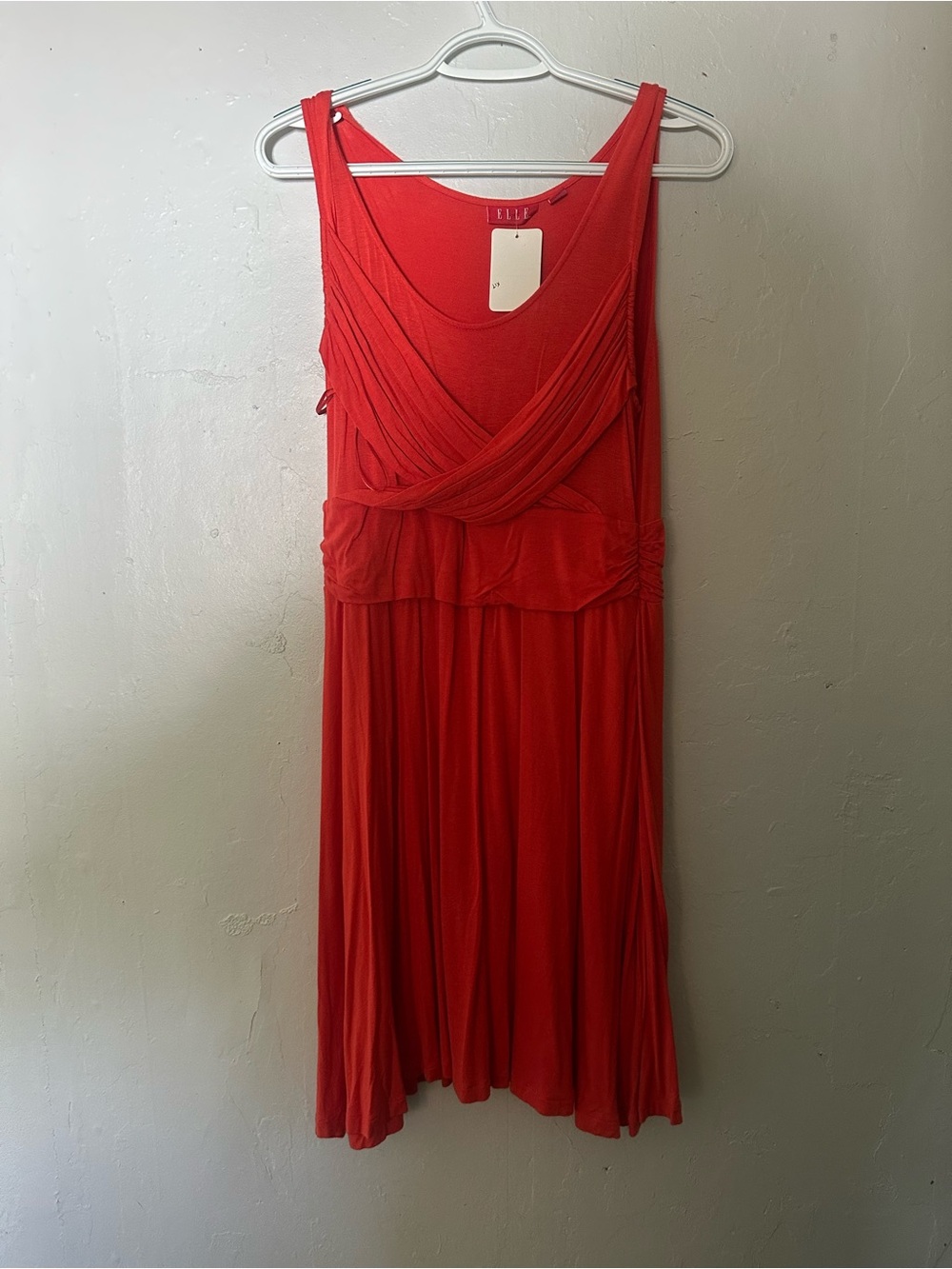 Elle Red Midi Sleeveless Draped Waist Dress